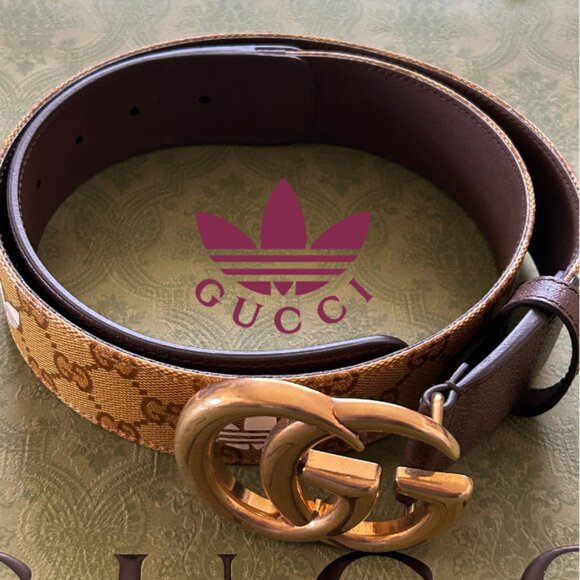 Gucci X Adidas GG Marmont Belt Size 85/34 406831